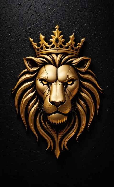 金色皇冠雄狮头像 奢华黑金霸气壁纸
