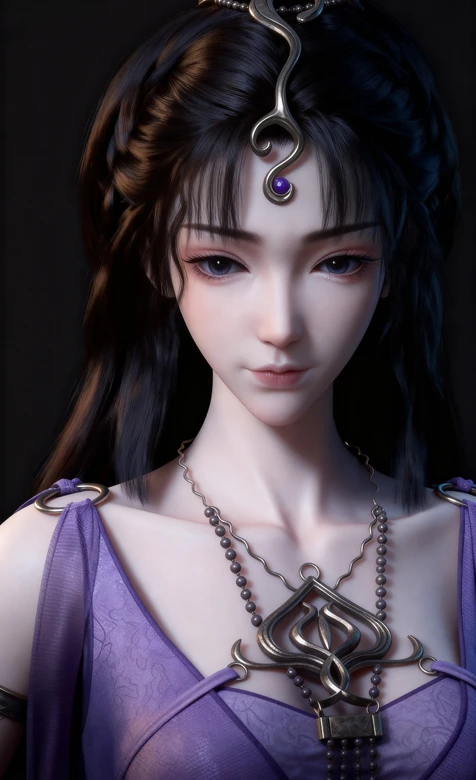 国漫《凡人修仙传》人物“文思月”紫装少女壁纸 精致头饰典雅造型