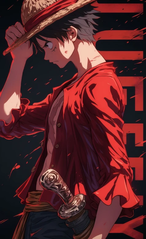 海贼王路飞红衣草帽壁纸 热血战斗风