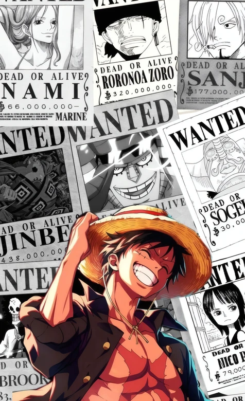 海贼王路飞草帽团通缉令热血壁纸 索隆娜美同款