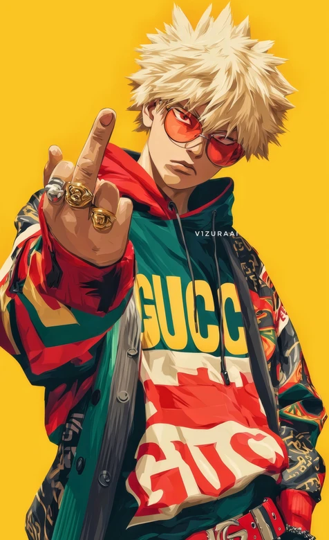我的英雄学院爆豪胜己潮牌Gucci风穿搭壁纸