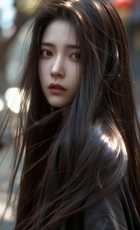 清冷气质黑长直美女街拍壁纸 时尚长发女神壁纸