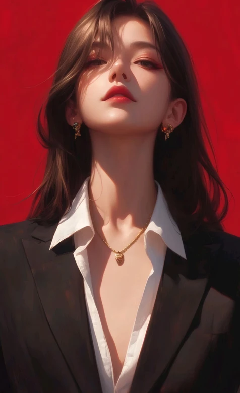 御姐风黑西装白衬衫美女壁纸 时尚高级写真