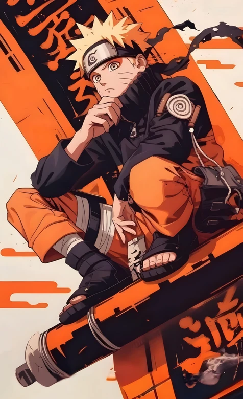 火影忍者漩涡鸣人酷炫坐姿壁纸 火影同人壁纸