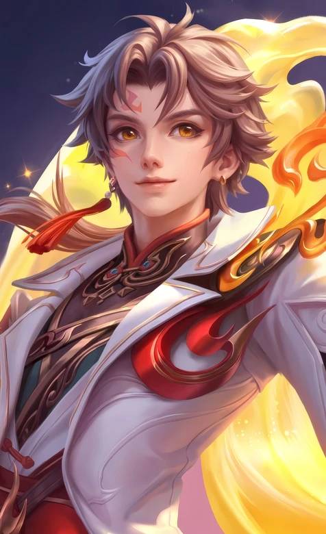 王者荣耀 英雄 亚连 焰纹华服金焰背景潮流壁纸