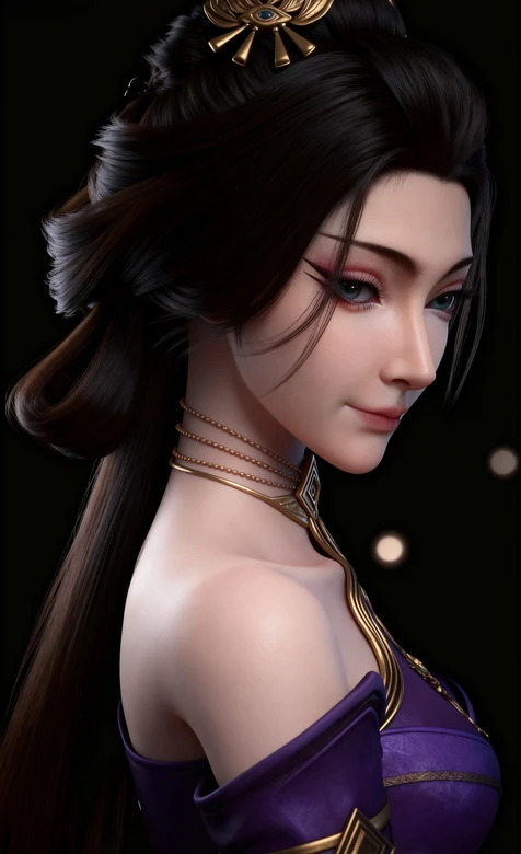 凡人修仙传”范静梅“国漫古风美女紫衣金饰壁纸 典雅气质