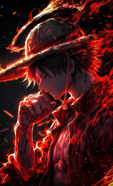 海贼王路飞火焰炫酷壁纸 热血动漫角色壁纸
