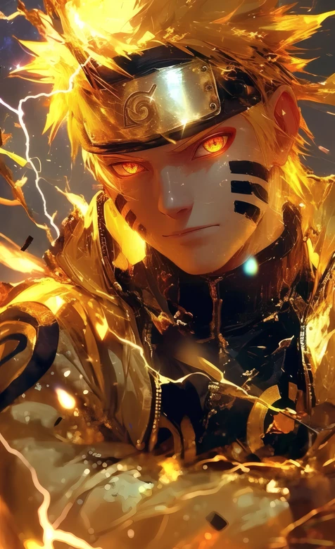 火影忍者漩涡鸣人九尾模式金色电光壁纸