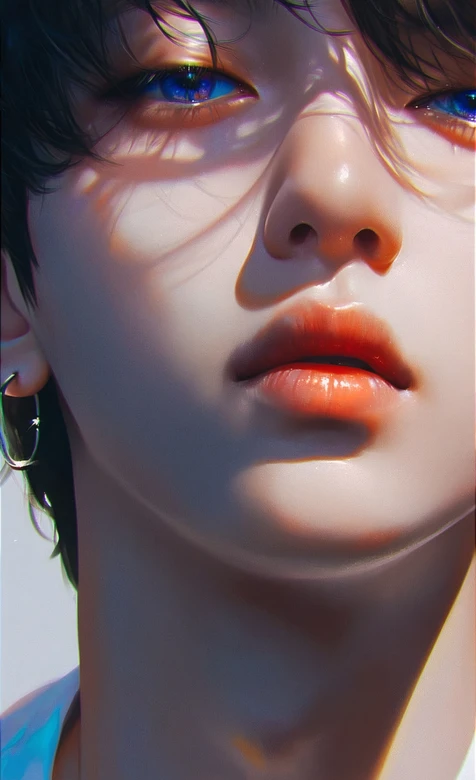 韩系美少年光影写实壁纸 潮流耳饰氛围感锁屏