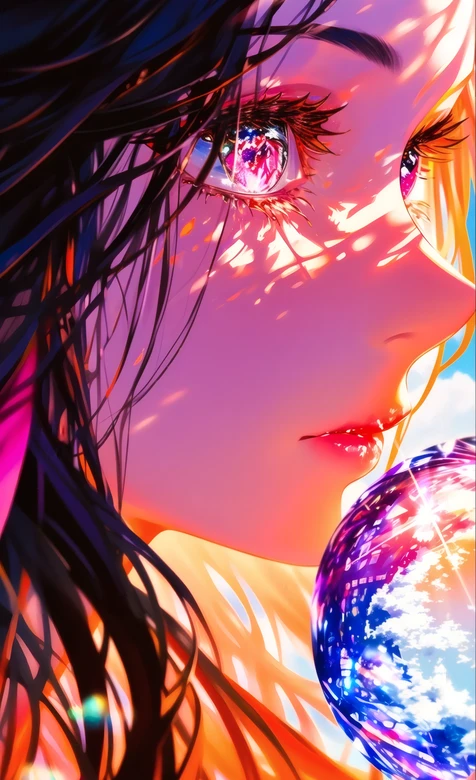 炫彩光影二次元少女 梦幻水晶球壁纸