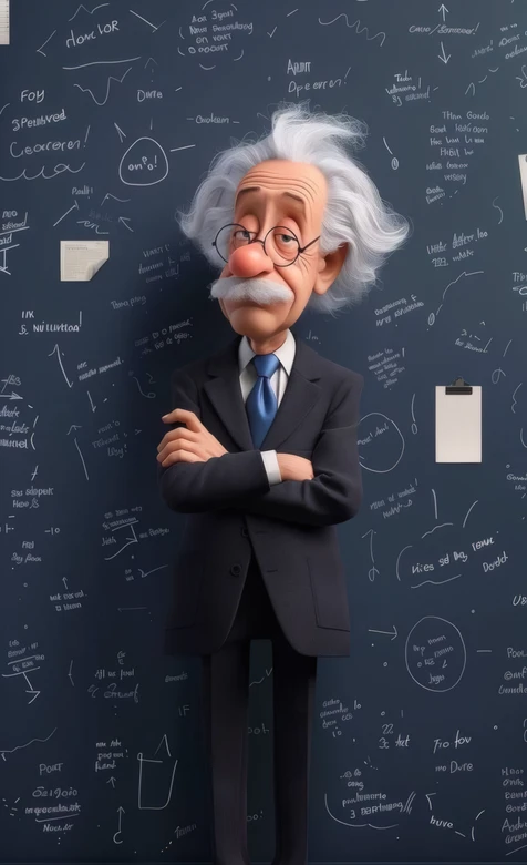 卡通爱因斯坦（物理学家）公式黑板背景壁纸 科学风