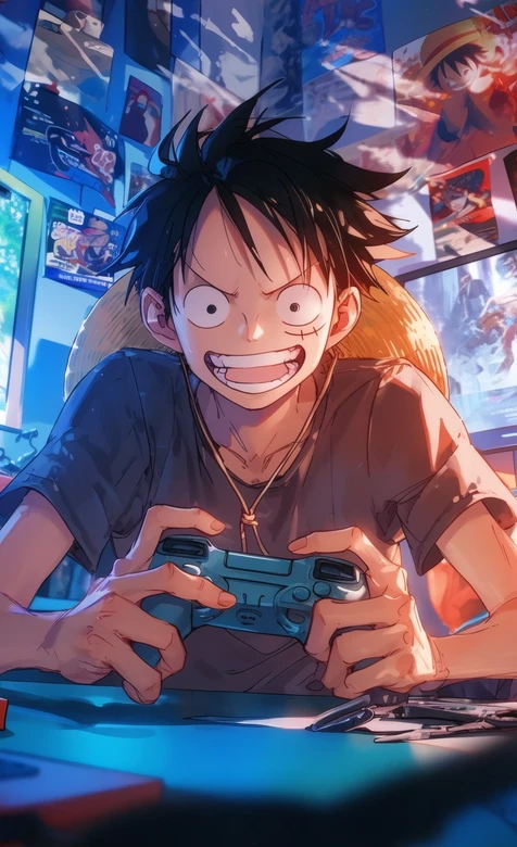 海贼王路飞玩游戏热血动漫壁纸 游戏场景壁纸