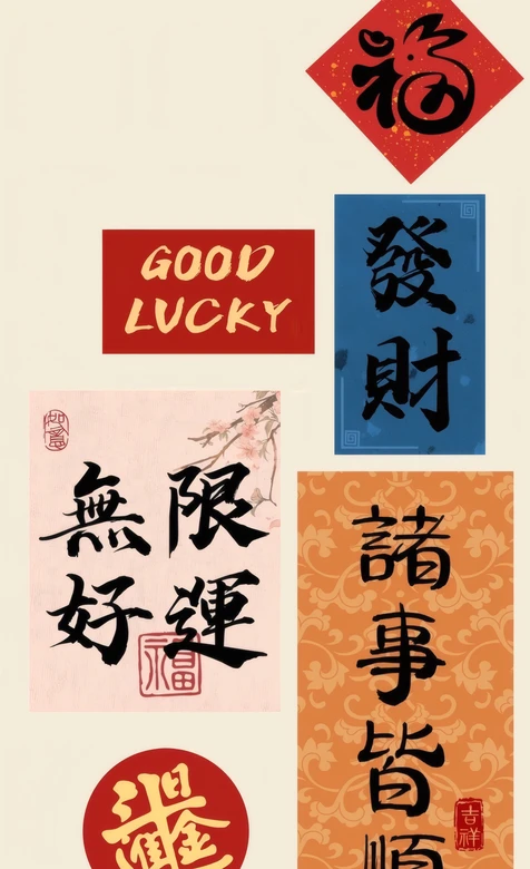 吉祥文字壁纸 福发财无限好运诸事皆顺壁纸