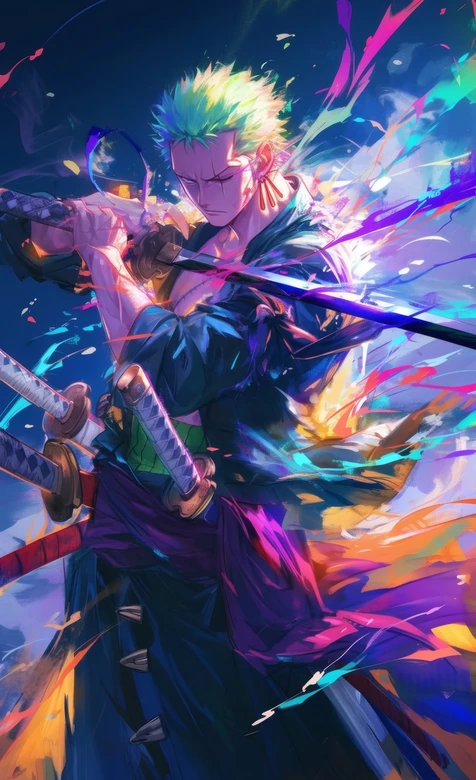 海贼王索隆三刀流炫彩壁纸 热血动漫角色