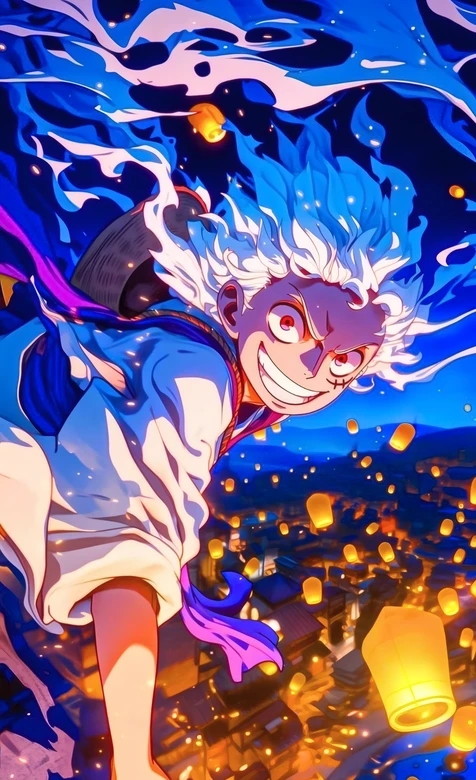 海贼王尼卡路飞 和之国孔明灯夜景热血壁纸