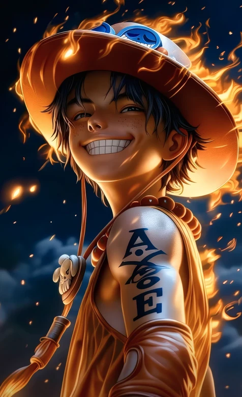 海贼王艾斯火焰环绕壁纸 热血动漫角色高清图