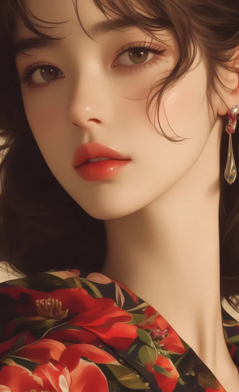 唯美写实风女子 花卉服饰精致耳饰 氛围感同款穿搭壁纸