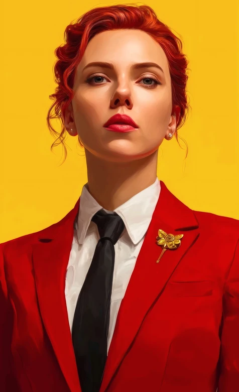 斯嘉丽·约翰逊红色西装时尚造型 复古西装写真壁纸