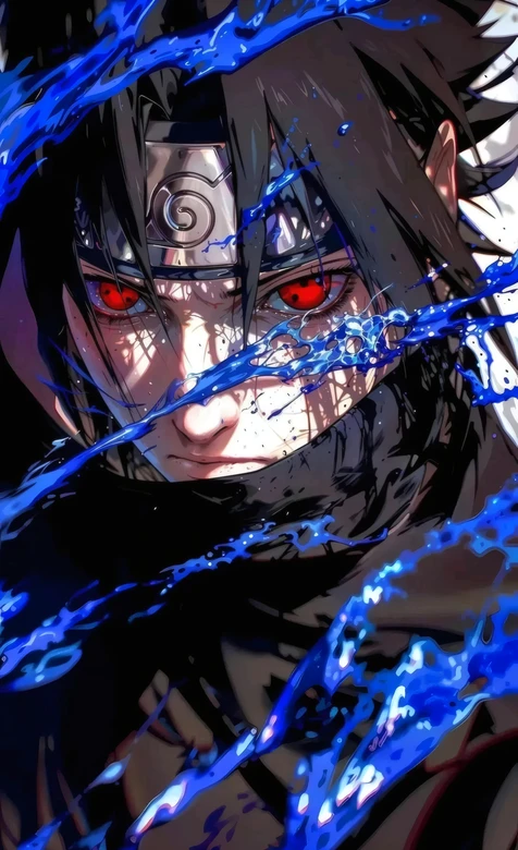 火影忍者宇智波鼬写轮眼蓝色流体动漫壁纸