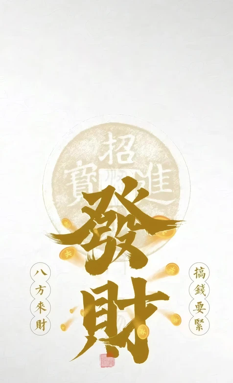 发财国风财运壁纸 招财进宝铜钱八方来财搞钱要紧