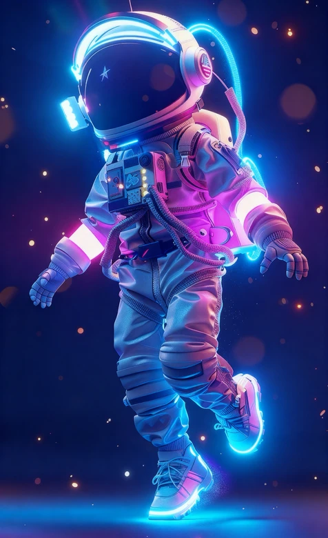 霓虹发光赛博朋克宇航员科技风壁纸