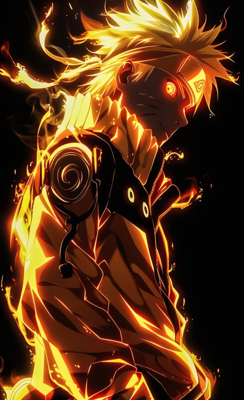 火影忍者漩涡鸣人九尾模式火焰特效壁纸