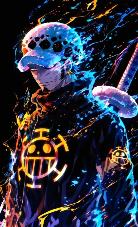 海贼王特拉法尔加·罗炫酷火焰特效壁纸