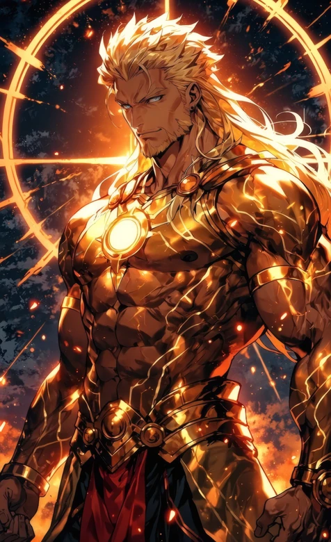 太阳神风格金甲战神 高燃动漫风热血角色壁纸