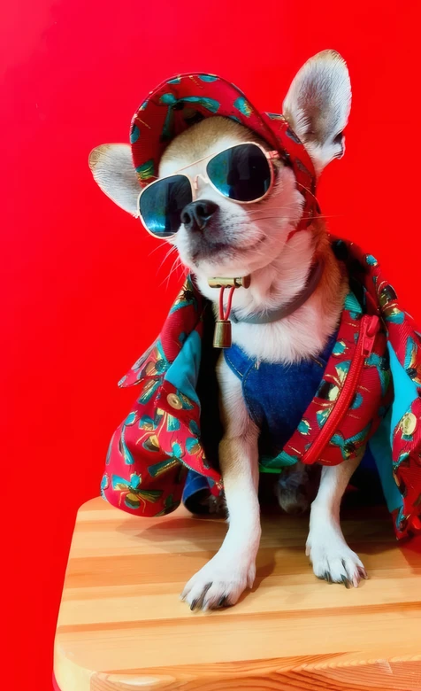 时尚潮酷吉娃娃狗狗 个性穿搭宠物壁纸