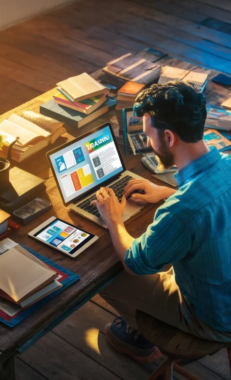 职场男士木质书桌培训办公 学习场景壁纸