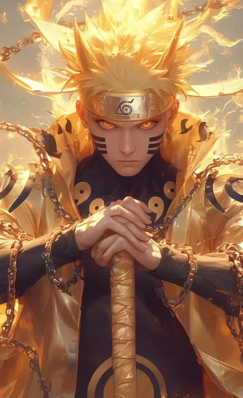 火影忍者漩涡鸣人九尾六道金色霸气壁纸