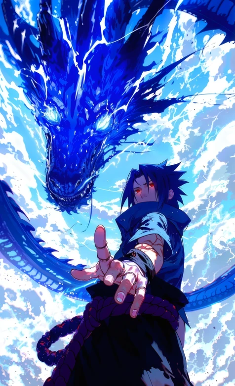 火影忍者宇智波佐助 雷龙降临 动漫壁纸