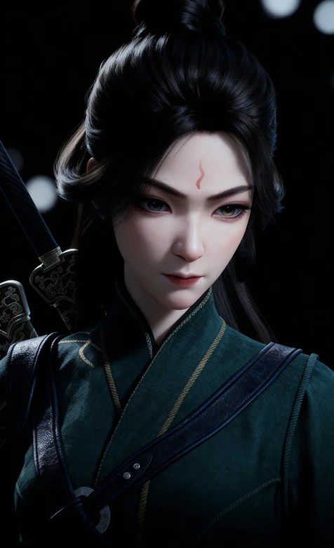 国漫《凡人修仙传》里温天仁的双剑侍女 绿衣佩剑精美造型同款高清壁纸