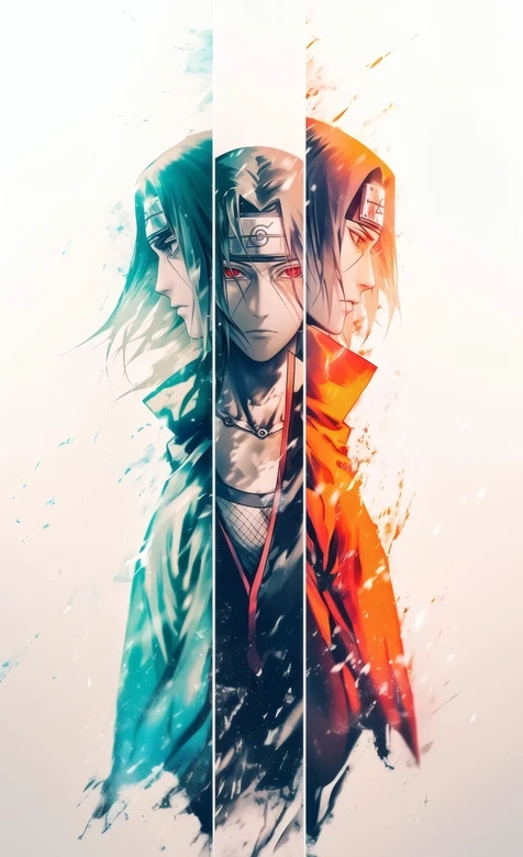 火影忍者宇智波鼬艺术分镜壁纸 多面形象