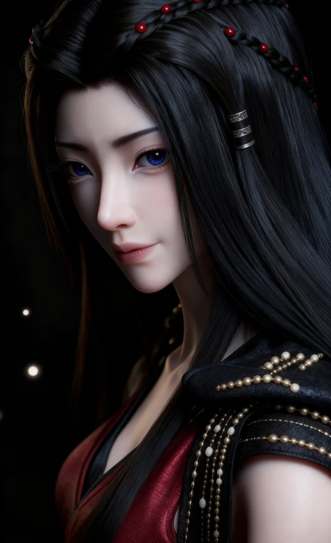 国漫《凡人修仙传》角色元瑶 红珠编发黑金红服古风角色