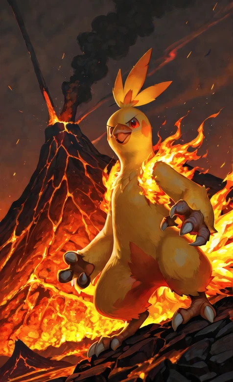 宝可梦力壮鸡火山火焰热血场景壁纸