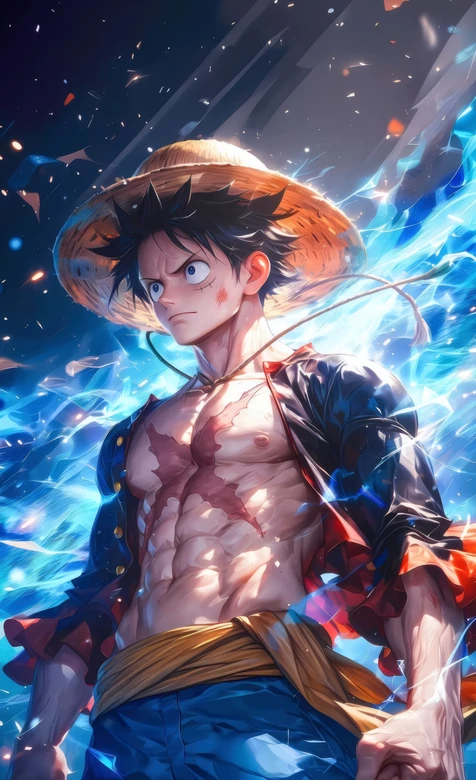 海贼王路飞（草帽伤疤）电光特效热血壁纸 航海王壁纸