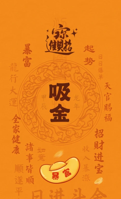 龙年甲辰吸金暴富招财进宝财运壁纸