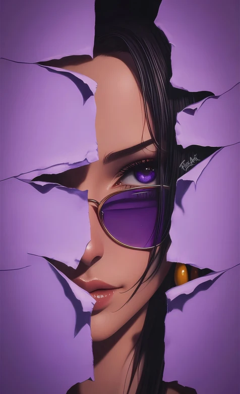 海贼王女帝波雅·汉库克 紫瞳墨镜撕裂纸风壁纸