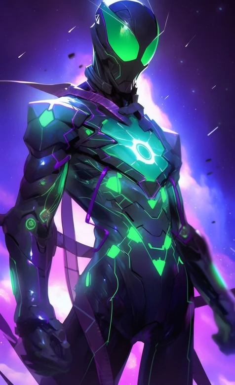 科幻机甲蜘蛛侠荧光装甲星际星云壁纸