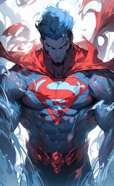 超人·能量奔流战衣 二次元插画风 DC超英壁纸 高清无水印