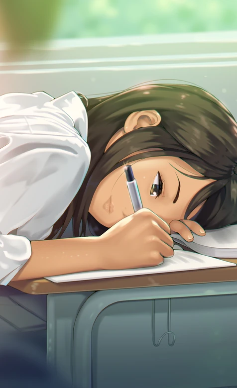 长瀞早濑·课桌伏案执笔 日系动漫《长瀞同学》高清无水印