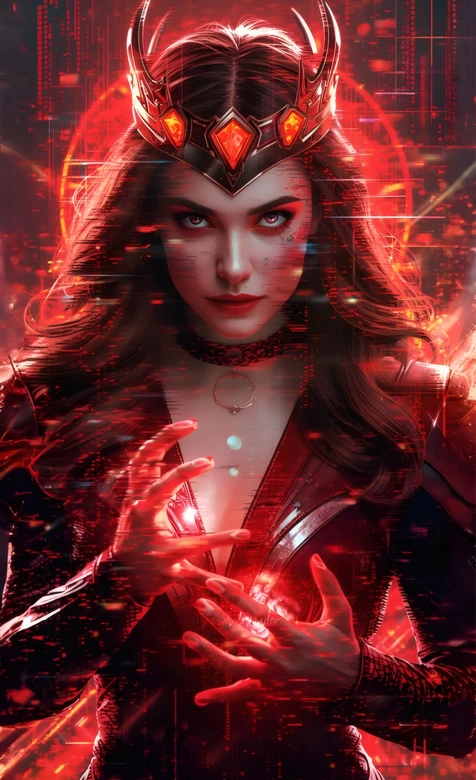 绯红女巫·绯红魔法觉醒 漫威赛博朋克风 高清无水印
