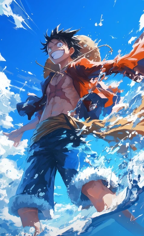 蒙奇·D·路飞·海浪激扬 海贼王动漫热血风壁纸 高清无水印