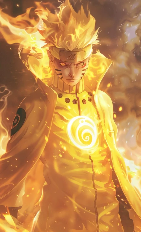 漩涡鸣人·九尾查克拉燃焰 火影忍者动漫热血风 高清无水印