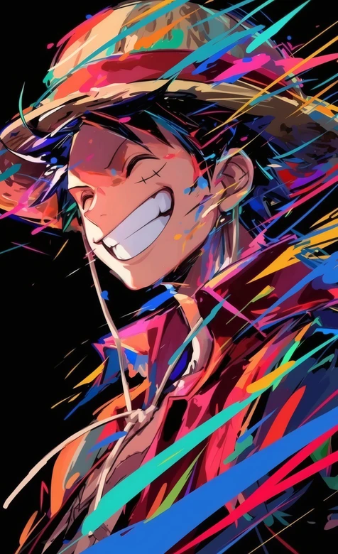 蒙奇·D·路飞 炫彩涂鸦风 海贼王热血壁纸冒险感拉满