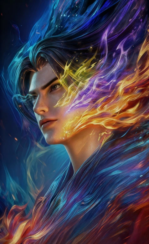 神秘人物·幻彩灵焰萦绕 奇幻炫彩风 高清氛围感拉满