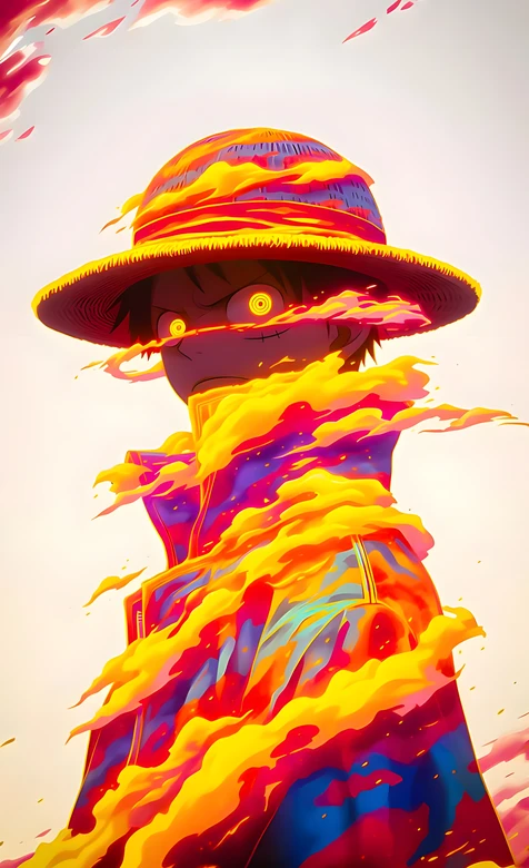 蒙奇·D·路飞·火焰环绕 航海王二次元热血风热血动漫壁纸