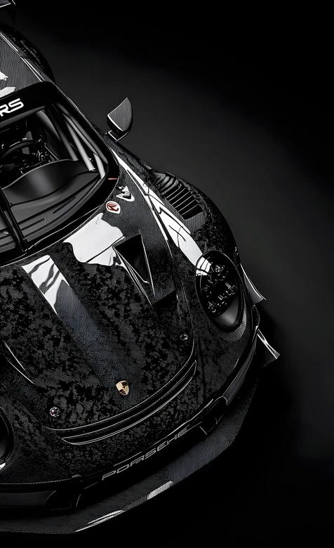 保时捷赛车·碳纤维哑光黑车身·暗黑运动风超跑高清背景