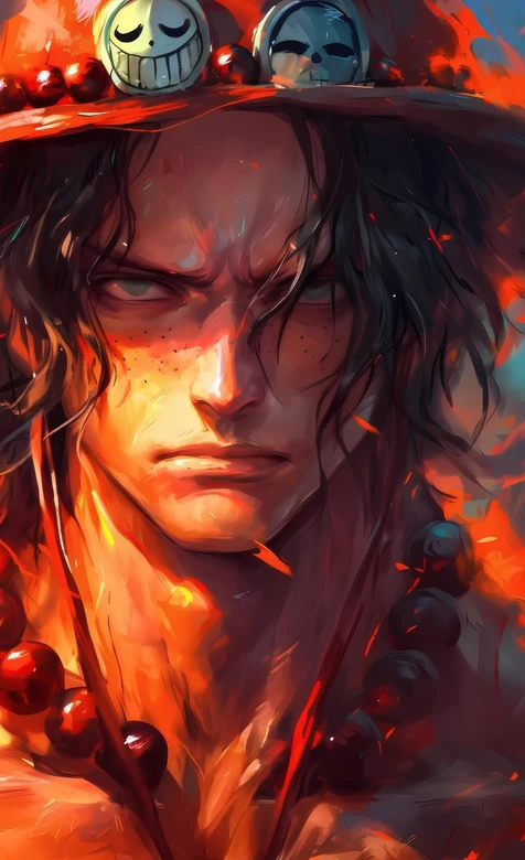 波特卡斯·D·艾斯 火焰渲染 海贼王写实油画热血壁纸 高燃动漫壁纸